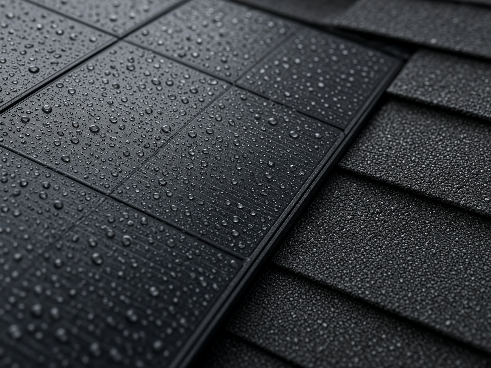 Close-up of sleek black solar panels